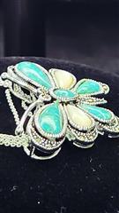 Synthetic Turquoise Stone Necklace Silver Plate 16.45g